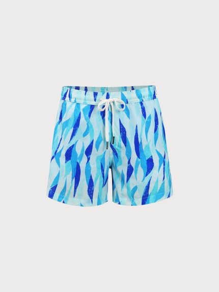 Blue Geometric Men's 5" Beach Swimming Trunks