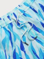 Blue Geometric Men's 5" Beach Swimming Trunks - Image 4