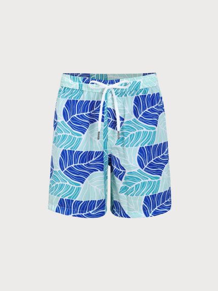 Blue Contrast Beach Men's 7" Swimming Trunks
