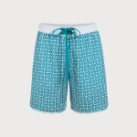 Blue Plaid Beach Men's 7" Swimming Trunks