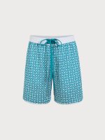 Blue Plaid Beach Men's 7" Swimming Trunks