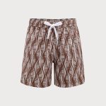 Brown Spiral 7" Crossover Swim Trunks