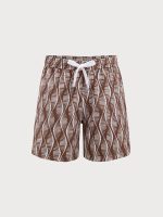 Brown Spiral 7" Crossover Swim Trunks