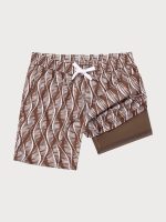 Brown Spiral 7" Crossover Swim Trunks - Image 3