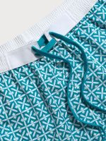 Blue Plaid Beach Men's 7" Swimming Trunks - Image 4