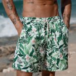 Hapnix® - The Green Floral Men's 7" Swim Trunks