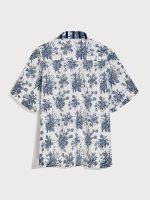 Men's Blue Floral Print Casual T-Shirt - Image 2