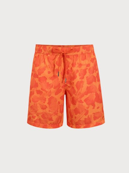 Orange Print Beach Men's 7" Swimming Trunks