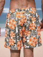 Hapnix® - The Orange Floral Men's 7" Swim Trunks - Image 3