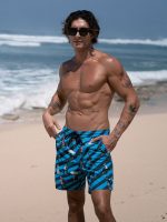 Hapnix® - The Blue Black Men's 7" Swim Trunks - Image 2