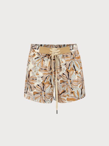 Hapnix® - Orange Floral Men's 5" Swim Trunks