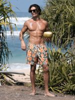 Hapnix® - The Orange Floral Men's 7" Swim Trunks - Image 5