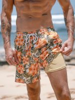 Hapnix® - The Orange Floral Men's 7" Swim Trunks - Image 2