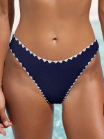 Navy Contrast Stitch Bikini Bottom - Image 5