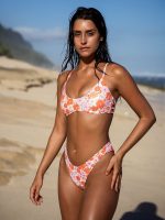 Orange Floral Backless Bikini Top - Image 3