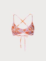 Orange Floral Backless Bikini Top - Image 6