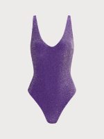 Purple Lurex Cross Back One-Piece Swimsuit - Image 7
