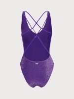 Purple Lurex Cross Back One-Piece Swimsuit - Image 8