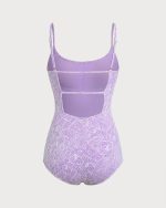 Purple Print Cut-Out Surf One Piece