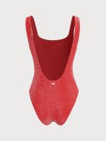 Red Lurex No Padding One-Piece Swimsuit - Image 4