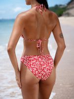 Red Reversible Floral Halter Bikini Top - Image 6