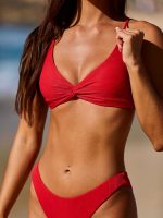 Red Solid Low Waisted Bikini Bottom - Image 3