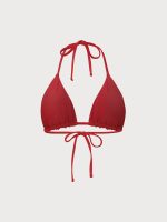 ECONYL® Red Reversible Halter Triangle Bikini Top - Image 12