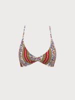 Burgundy Reversible Twist Front Floral Bikini Top - Image 7