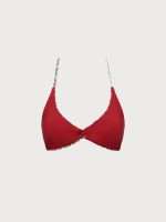 Burgundy Reversible Twist Front Floral Bikini Top - Image 8