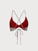 Burgundy Reversible Twist Front Floral Bikini Top - Image 9