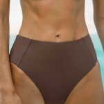 Coffee Ribbed Seam Full Coverage Bikini Bottom