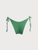 Ribbed Tie Reversible Bikini Bottom-Green - Image 8