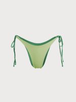 Ribbed Tie Reversible Bikini Bottom-Green - Image 9