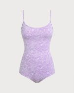 Purple Print Cut-Out Surf One Piece - Image 2