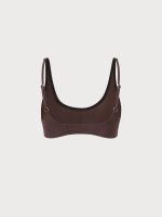 Coffee U-Neck Ribbed Seam Bikini Top - Image 8