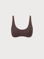 Coffee U-Neck Ribbed Seam Bikini Top - Image 7
