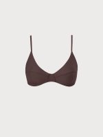 Coffee V-Neck Ribbed Bikini Top - Image 6