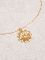 Gold Copper Sunflower Necklace - Image 4