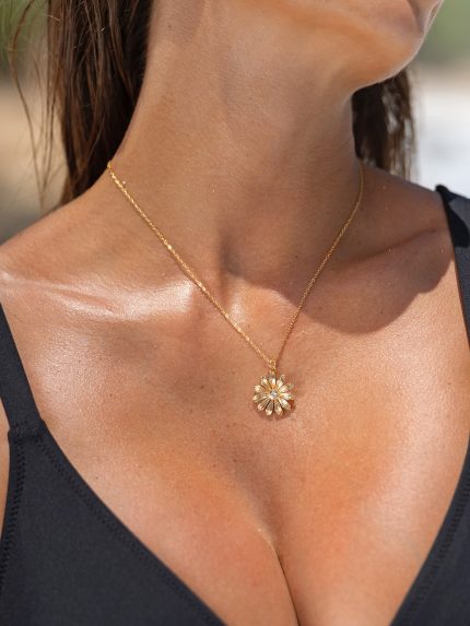 Gold Copper Sunflower Necklace