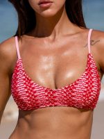 Red Striped Crochet Bikini Top - Image 2
