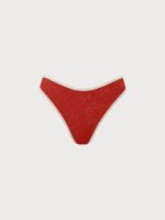 Brick Red Jacquard Bikini Bottom - Image 8