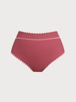 Brick Red Contrast Stitch Plus Size Bikini Bottom - Image 6