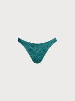 Dark Green Jacquard Elastic Bikini Bottom - Image 6