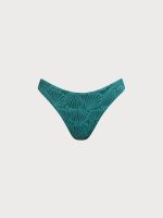 Dark Green Jacquard Bikini Bottom - Image 7
