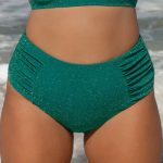 Green Lurex Ruched Plus Size Bikini Bottom