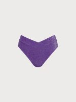 Purple Lurex V Cut Full Coverage Bikini Bottom - Image 6