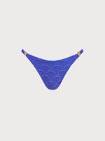 Royal Blue Textured Gold-Accented Bikini Bottom - Image 9