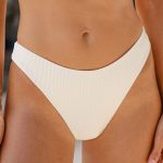Off White Solid Bikini Bottom