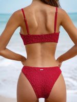 Wine Red Textured O-Ring Bikini Bottom - Image 3