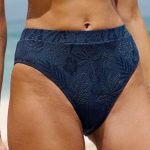 Blue Shimmer Textured High Waisted Bikini Bottom